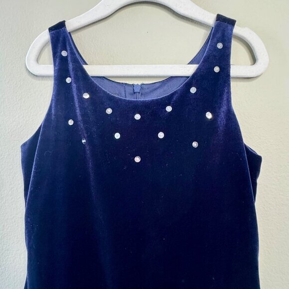 BISCOTTI Roaring 20's Party Dress Girls 8 Navy Blue Gatsby Girl Velvet Sequins - Picture 6 of 10